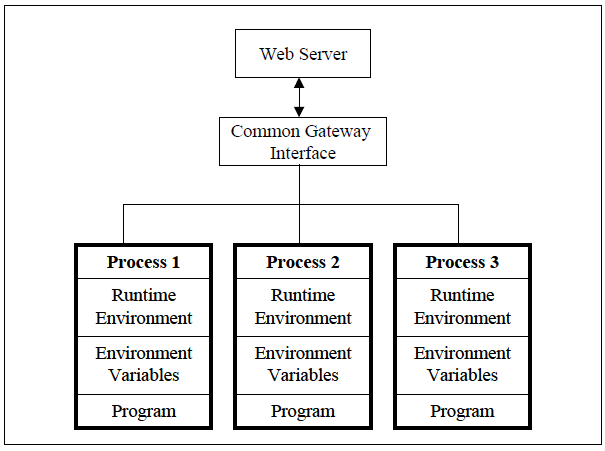 Figure 7. Creation of an Entire New Process for Each Request in CGI (From Ayers 2000)