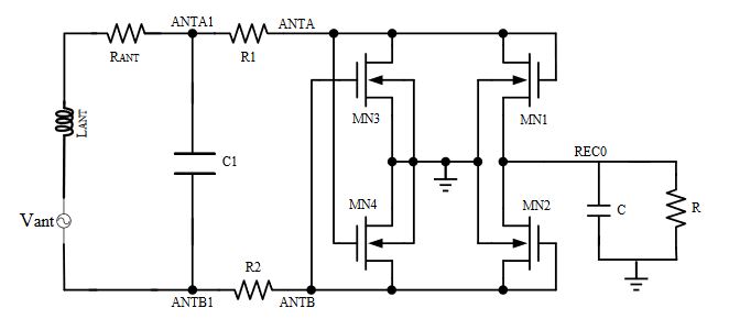 Figure 2. NMOS gate cross-connected bridge rectifier
